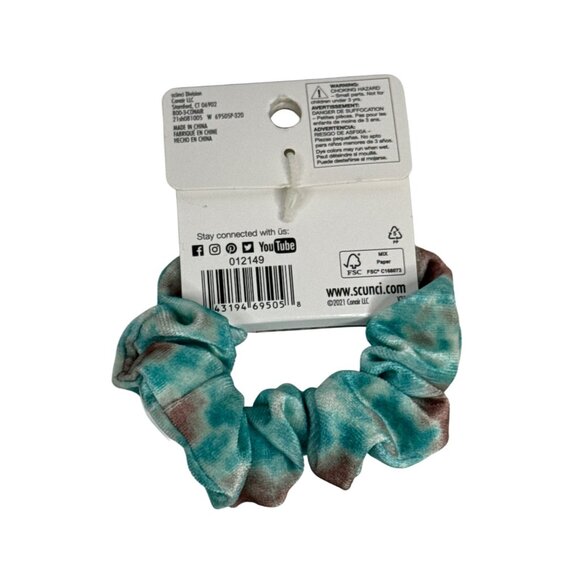 Scunci Velvet Velour Blue Tie Dye Hair Scrunchie Womens - Picture 2 of 3